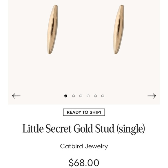 CATBIRD EARRINGS LITTLE SECRET STUD GOLD PAIR - NEVER WORN - Picture 2 of 2